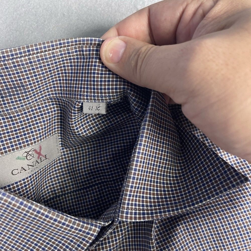 Canali Dress Shirt Men Gingham Sz 16/41 Casual Office‎ Business Career - Picture 3 of 9
